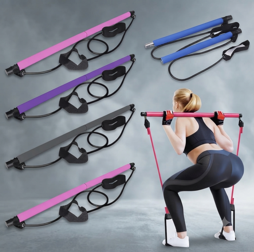 Pilates Bar with Resistance Bands — Portable