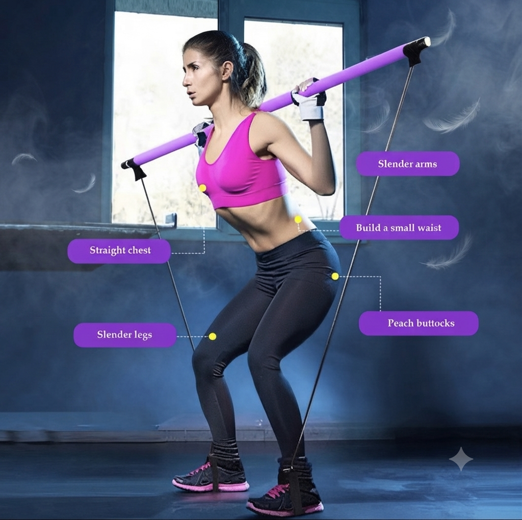 Pilates Bar with Resistance Bands — Portable