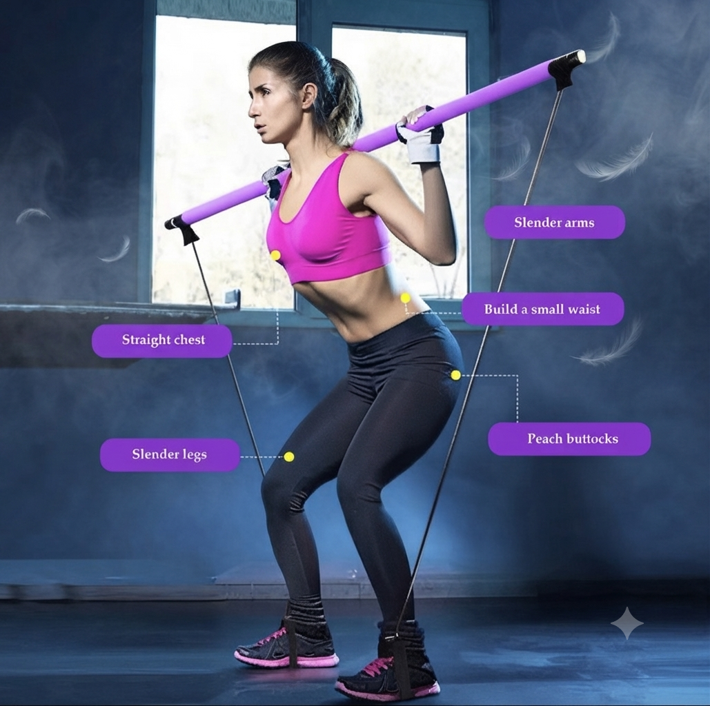 Pilates Bar with Resistance Bands — Portable